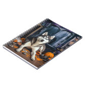 Carnet Sibérie Husky Citrouille Halloween effrayant (Côté gauche)