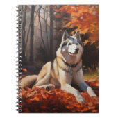 Carnet Sibérie Husky en automne Feuilles automne Inspire (Devant)