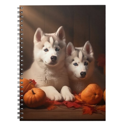 Carnet Sibérie Husky Puppy Citrouille d'automne (Devant)