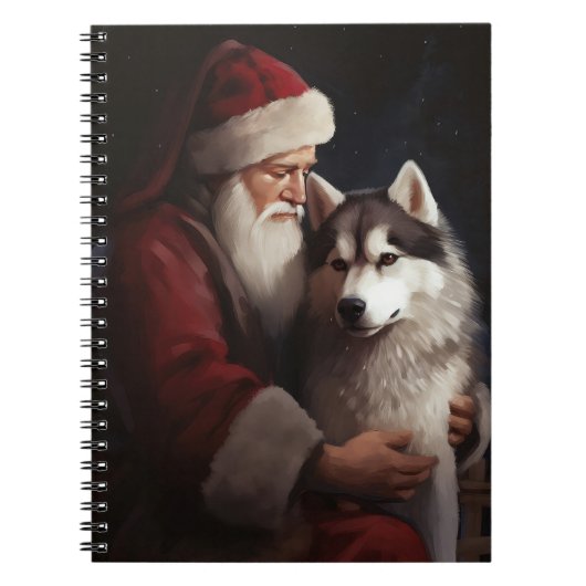 Carnet Sibérien Husky avec Noël Festif du Père Noël (Devant)