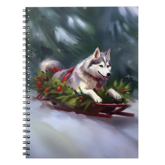 Carnet Sibérien Husky neige de Noël hiver (Devant)