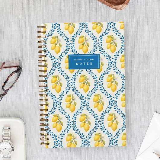 Carnet Sicilian Lemon + Blue Trellis Personalized