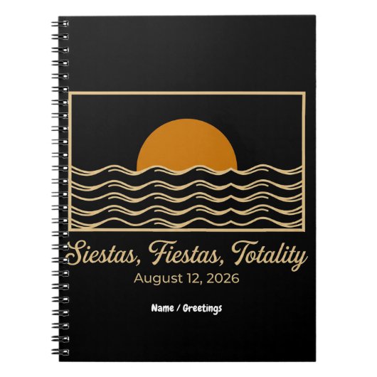 Carnet Siestas Fiestas Totality Spain Solar Eclipse 2026  (Devant)