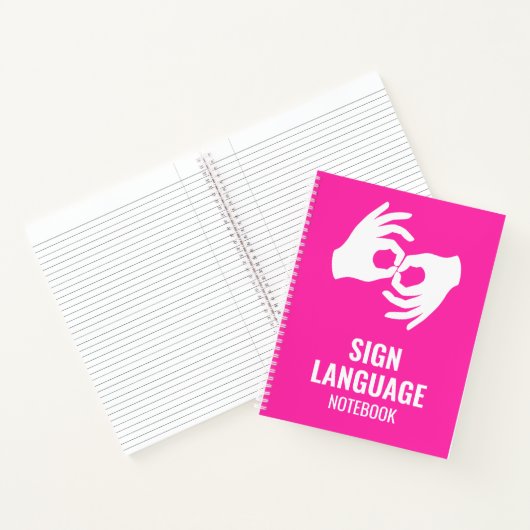 Carnet Sign Language Notebook – ASL Hands Symbol Magenta (Intérieur)