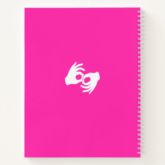 Carnet Sign Language Notebook – ASL Hands Symbol Magenta (Dos)