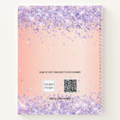 Carnet Signature commerciale de nom de paillettes violett (Dos)