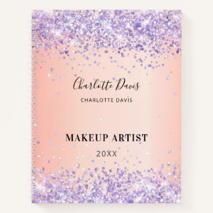 Carnet Signature d'entreprise de nom de paillettes violet