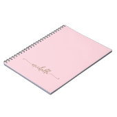 Carnet Signature en écriture cursive avec monogramme rose (Côté gauche)