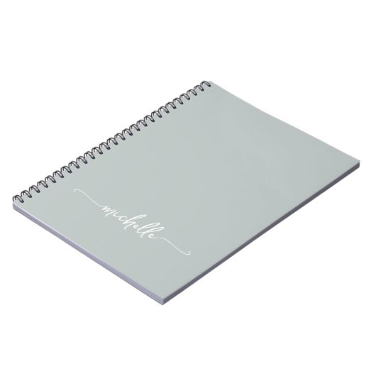 Carnet Signature en écriture cursive avec monogramme vert (Côté gauche)