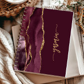 Carnet Signature personnalisée Bourgogne Agate dorée