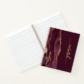 Carnet Signature personnalisée Bourgogne Agate dorée (Intérieur)