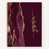 Carnet Signature personnalisée Bourgogne Agate dorée (Devant)