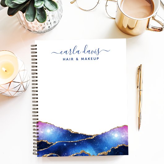 Carnet Signature Script Agate Galaxy Céleste Étoiles