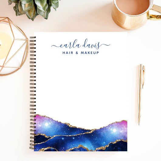 Carnet Signature Script Agate Galaxy Céleste Stars