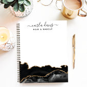 Carnet Signature Script Agate noir et marbre doré