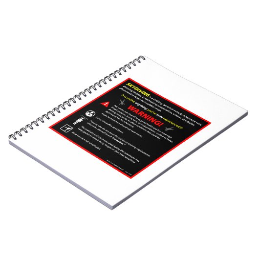 Carnet SIGNE D'Avertissement Du Parc À Thème SKYDIVING (Côté gauche)