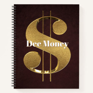 Carnet Signe dollar en or personnalisé