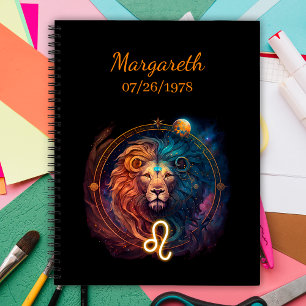 Carnet Signe du zodiaque lion majestueux personnalisé