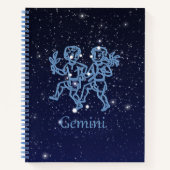 Carnet Signe Gemini Constellation et Zodiaque avec étoile (Devant)
