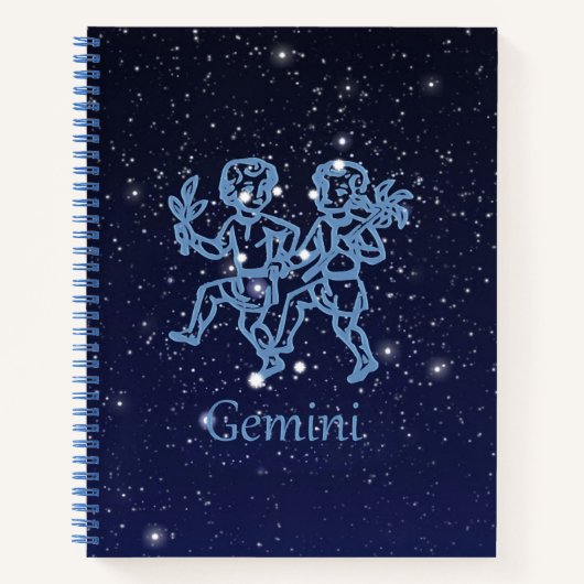Carnet Signe Gemini Constellation et Zodiaque avec étoile (Devant)