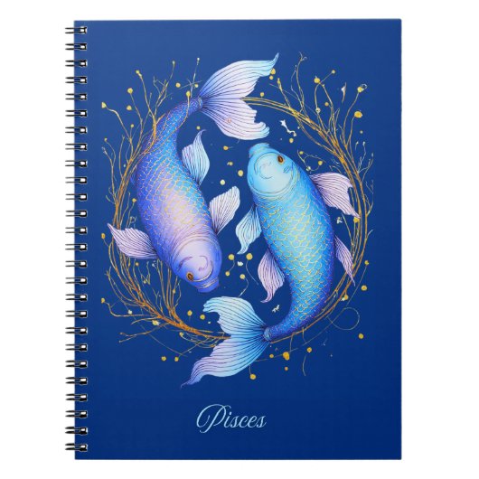 Carnet Signe Zodiaque Pisces, Deux Poissons Koi Gracieux (Devant)