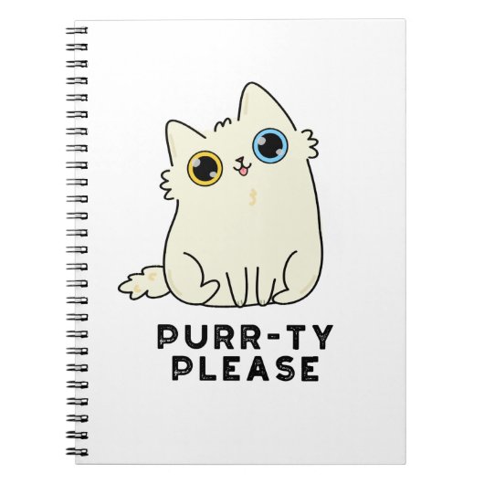 Carnet S'il vous plaît Purr-ty Drôle Pun Kitty Chat (Devant)