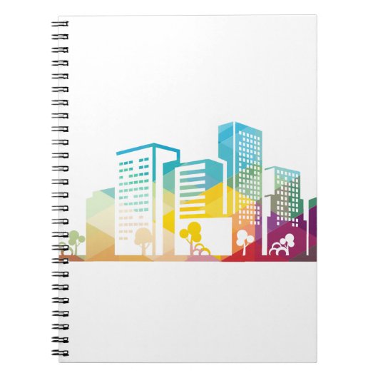 Carnet silhouette cityscape bâtiment icône couleur ville (Devant)