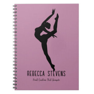 Carnet Silhouette danseuse en noir sur pourpre muet