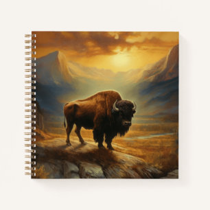 Carnet Silhouette de Bison de Buffalo au Coucher du Solei