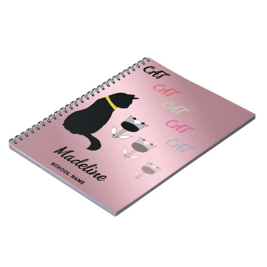 Carnet Silhouette de chat noir Modifier l'opacité du text (Côté gauche)