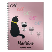 Carnet Silhouette de chat noir Modifier l'opacité du text (Devant)