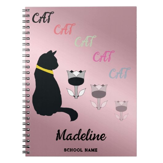 Carnet Silhouette de chat noir Modifier l'opacité du text (Devant)