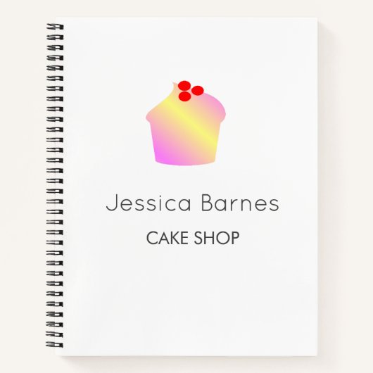 Carnet Silhouette de cupcake de boutique de gâteaux blanc (Devant)