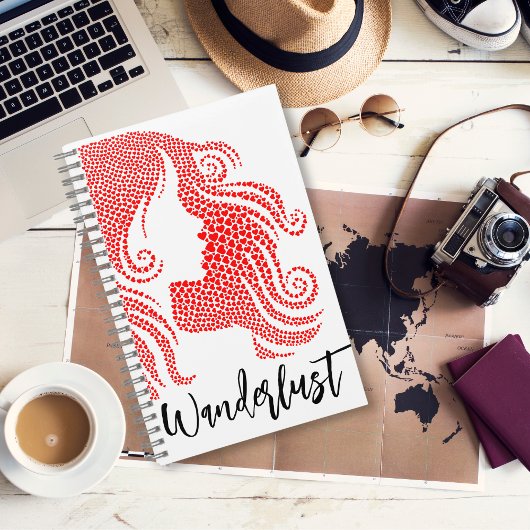 Carnet Silhouette de la fille Wanderlust dans les Coeurs 