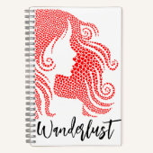 Carnet Silhouette de la fille Wanderlust dans les Coeurs  (Recto)