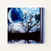 Carnet Silhouette de l'arbre de Pleine lune bleu (Dos)