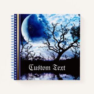 Carnet Silhouette de l'arbre de Pleine lune bleu