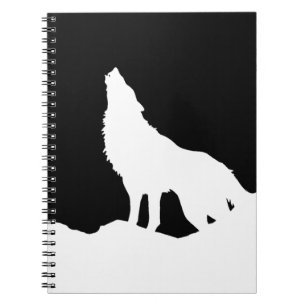 Carnet Silhouette de loup unique en noir et blanc Pop Art