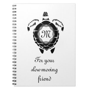 Carnet Silhouette de tortue de la mer Noire Monogramme Cu
