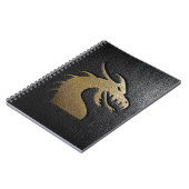 Carnet Silhouette d'or de dragon sur le cuir noir (Côté gauche)