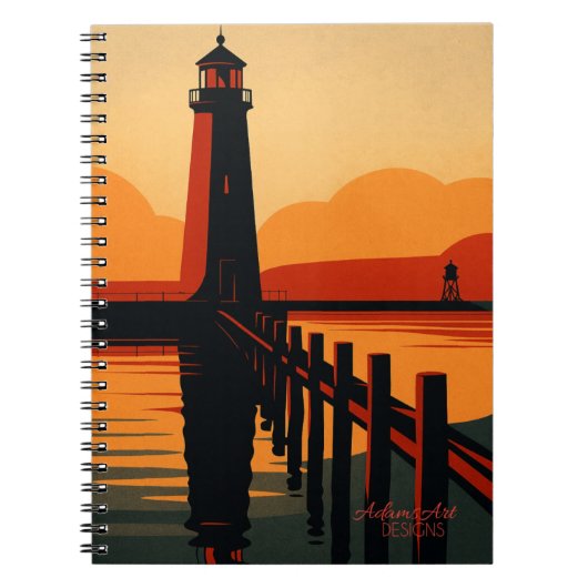 Carnet Silhouette du phare au coucher du soleil (Devant)