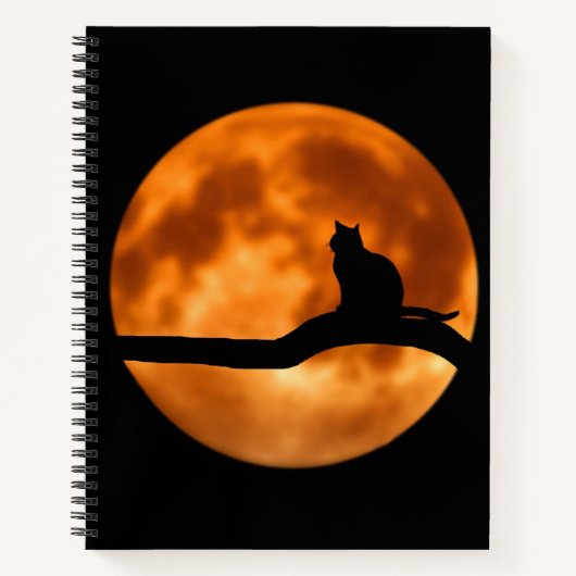 Carnet Silhouette d'un chat noir dans un arbre (Devant)