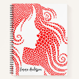Carnet Silhouette féminine dans les Coeurs rouges Bon V