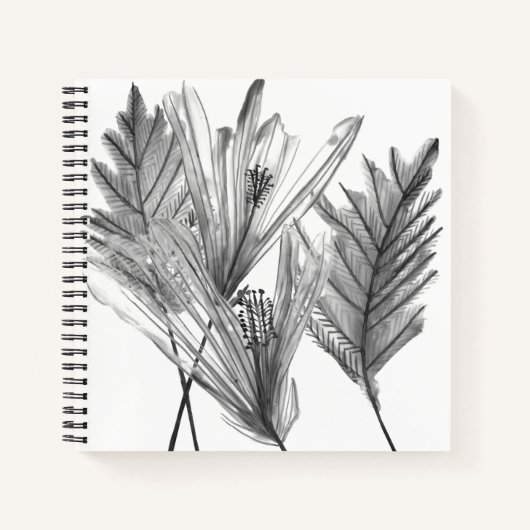 Carnet Silhouette florale - Gris (Devant)