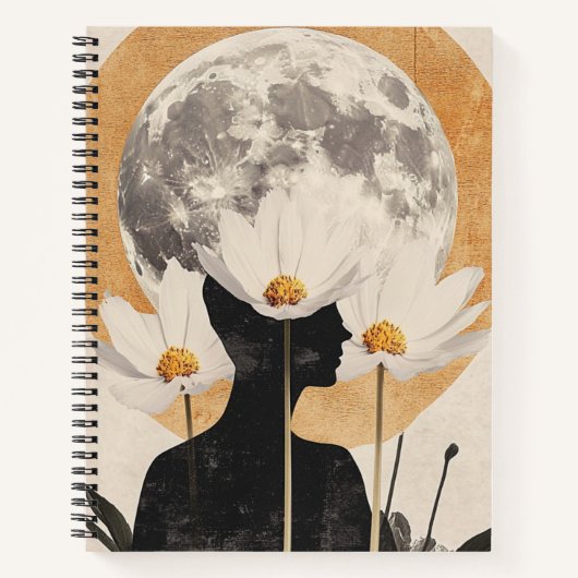 Carnet Silhouette Lune - Boho Élégance Vintage (Devant)