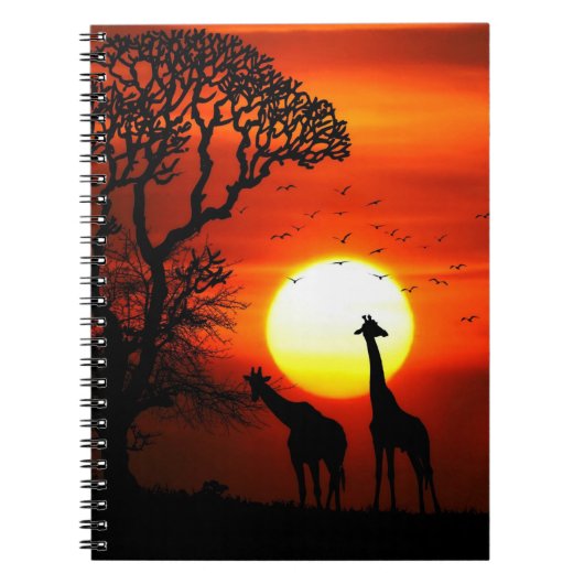 Carnet Silhouettes africaines de girafe de coucher du (Devant)