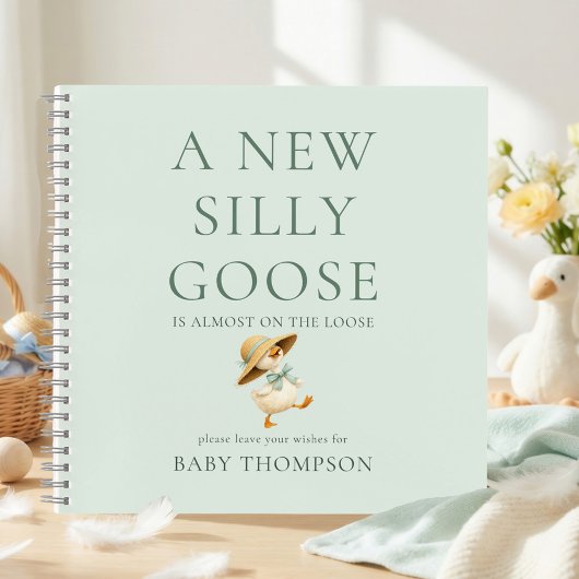 Carnet Silly Goose Sage Baby Shower Guest Book
