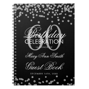 Carnet Silver Black 60th Birthday Guest Book Confetti