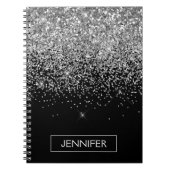 Carnet Silver Black Parties scintillant Girl Monogramme N (Devant)