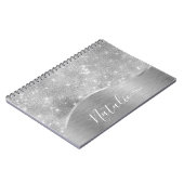 Carnet Silver Glitter Glam Bling Personalized (Côté gauche)